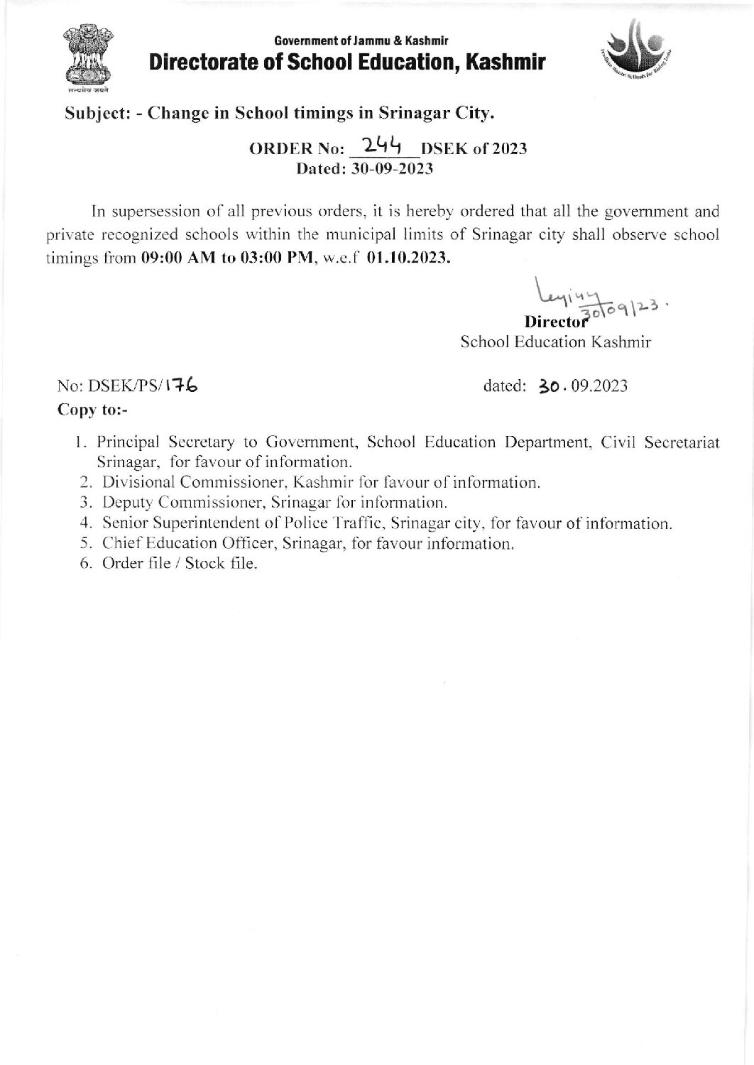 Change in School Timing within Sgr City